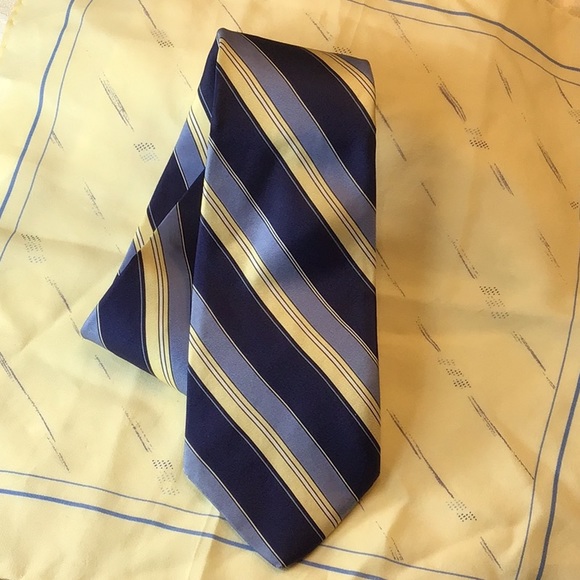 Paris Other - VTG PARIS Striped Tie Blue Yellow Classic Retro